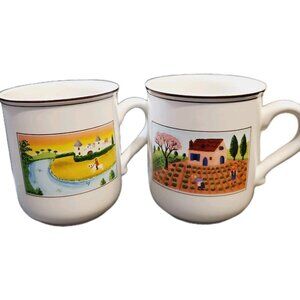 Vintage Villeroy & Boch NAIF Coffee Cups Mugs Set of 2 Porcelaine Luxembourg